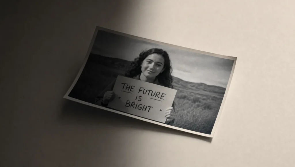A single low-light photo print shows detail becoming clearer across the frame.