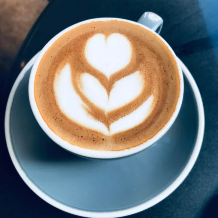 Blurry close up of latte art before unblurring