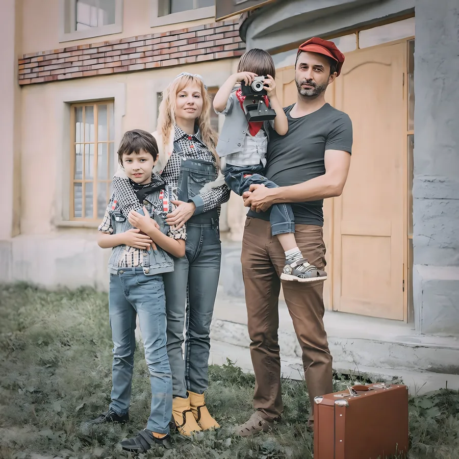 Family portrait after AI unblurring